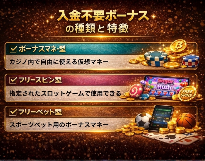 入金不要ボーナス 種類